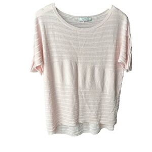 White House Black Market pink sparkle knit sweater short sleeves M WHBM